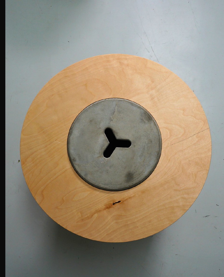 CeeBee — plywood top with concrete interface, from above
